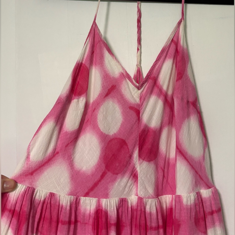 Maeve by Antropology Pink Tie-Dye Strap Dress
